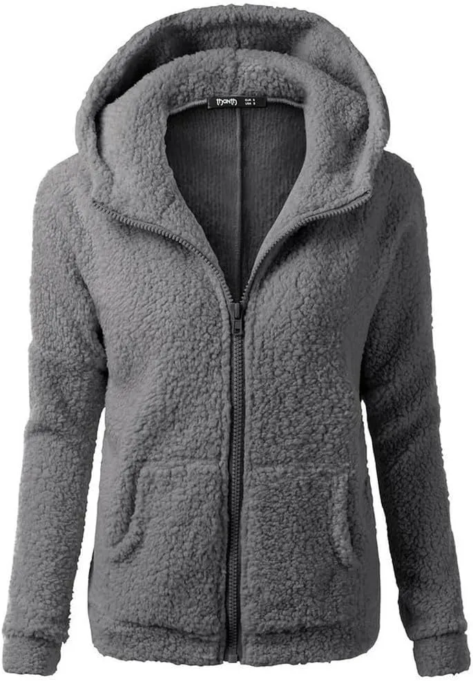 Sherpa Jacket Women 2024 Plus Size Fuzzy Fleece Fall Winter Coats Comfy Warm Zip Up Hoodies Cute Outwear with Pockets