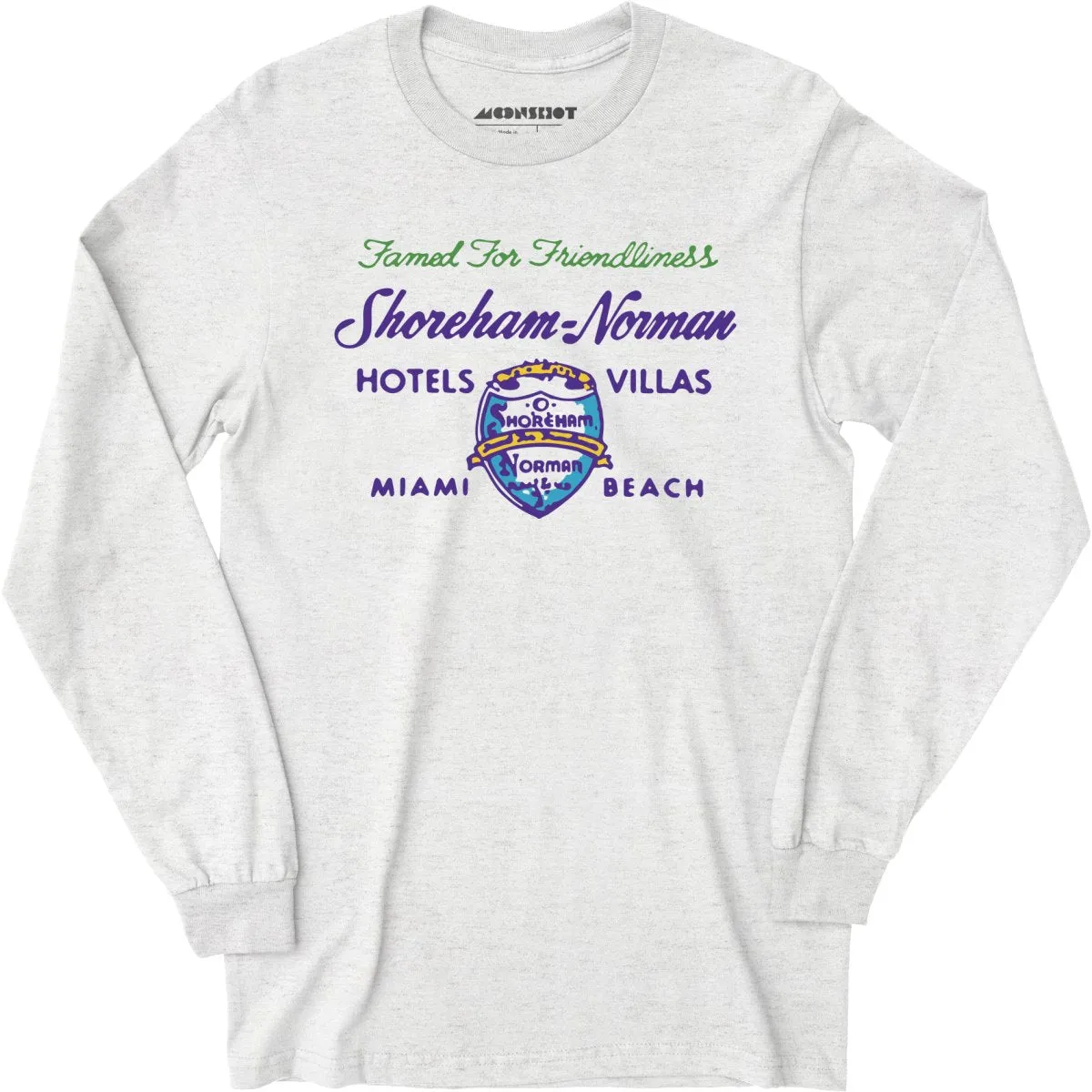 Shoreham Norman Hotels & Villas v2 - Miami, FL - Vintage Hotel - Long Sleeve T-Shirt