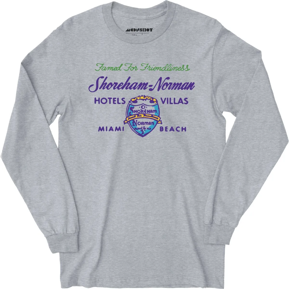 Shoreham Norman Hotels & Villas v2 - Miami, FL - Vintage Hotel - Long Sleeve T-Shirt