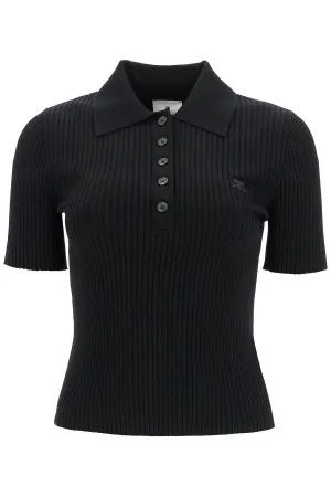 short-sleeved ribbed polo VESMPO029FI0001 BLACK