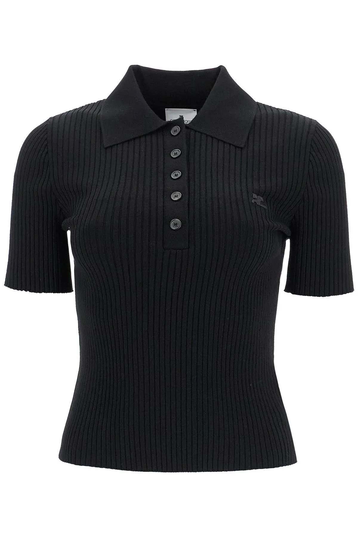 short-sleeved ribbed polo VESMPO029FI0001 BLACK