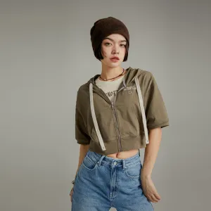 Short-Sleeves Zip-Up Hoodie