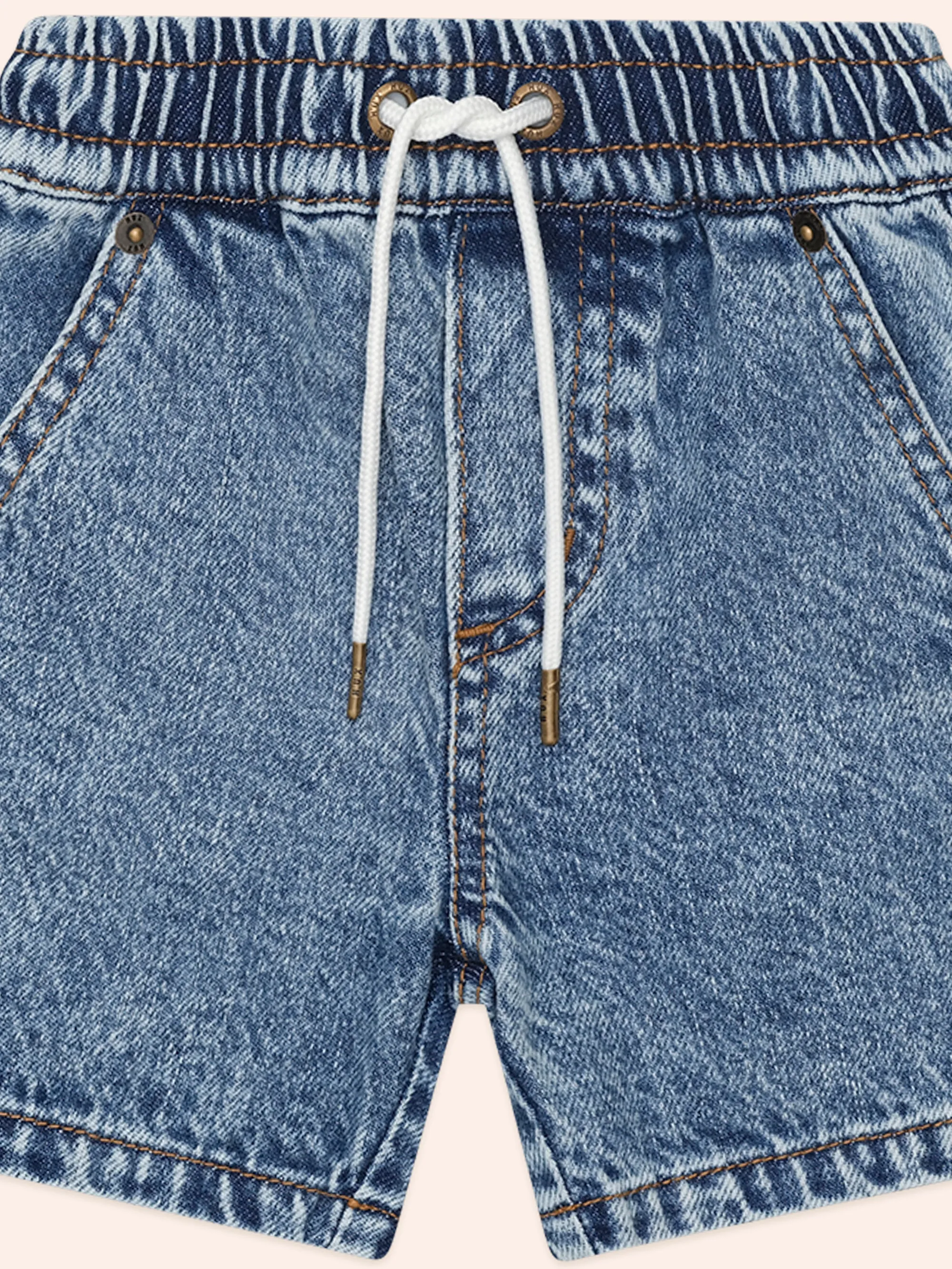 shorts denim washed with tie - denim