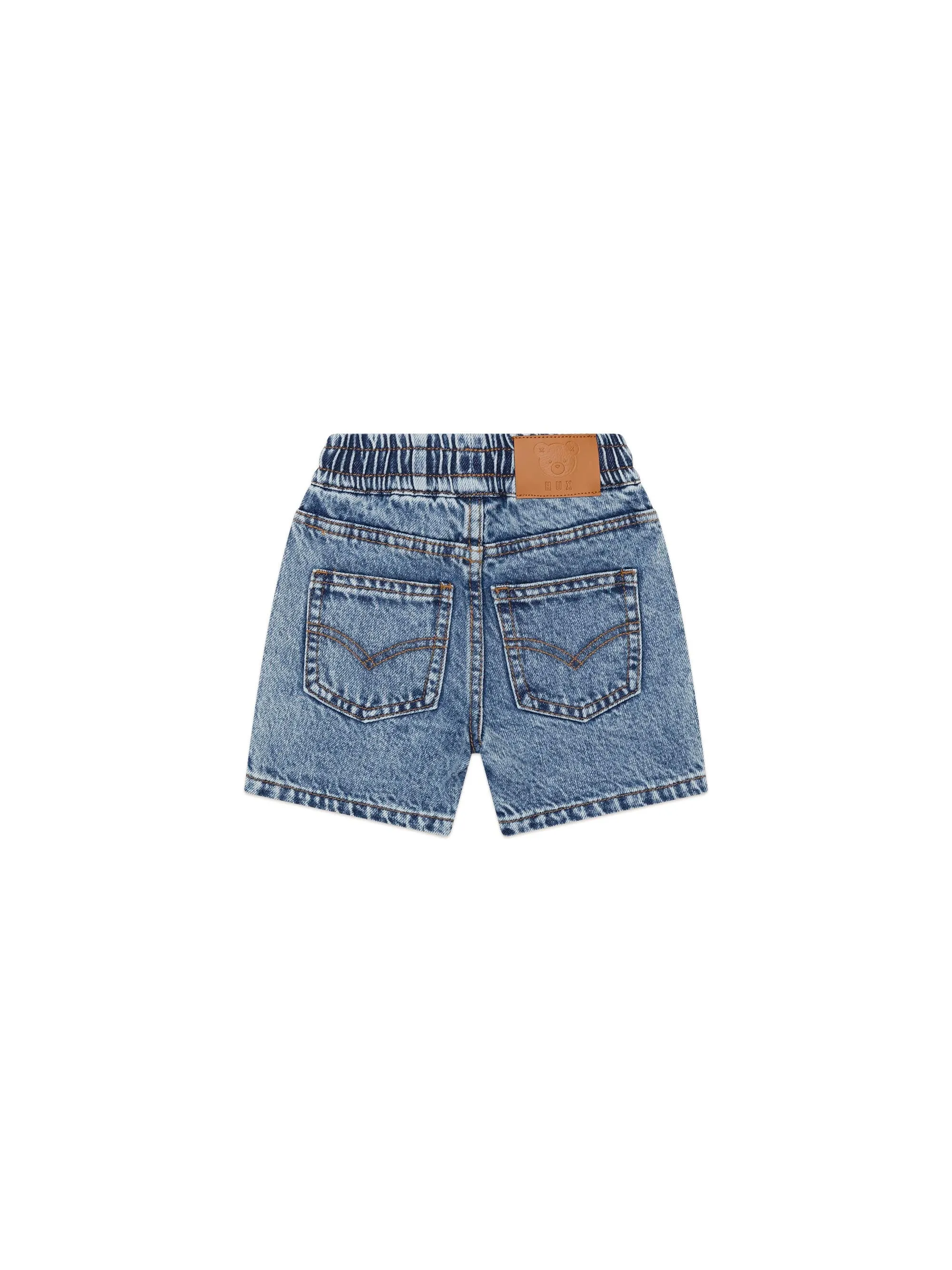 shorts denim washed with tie - denim