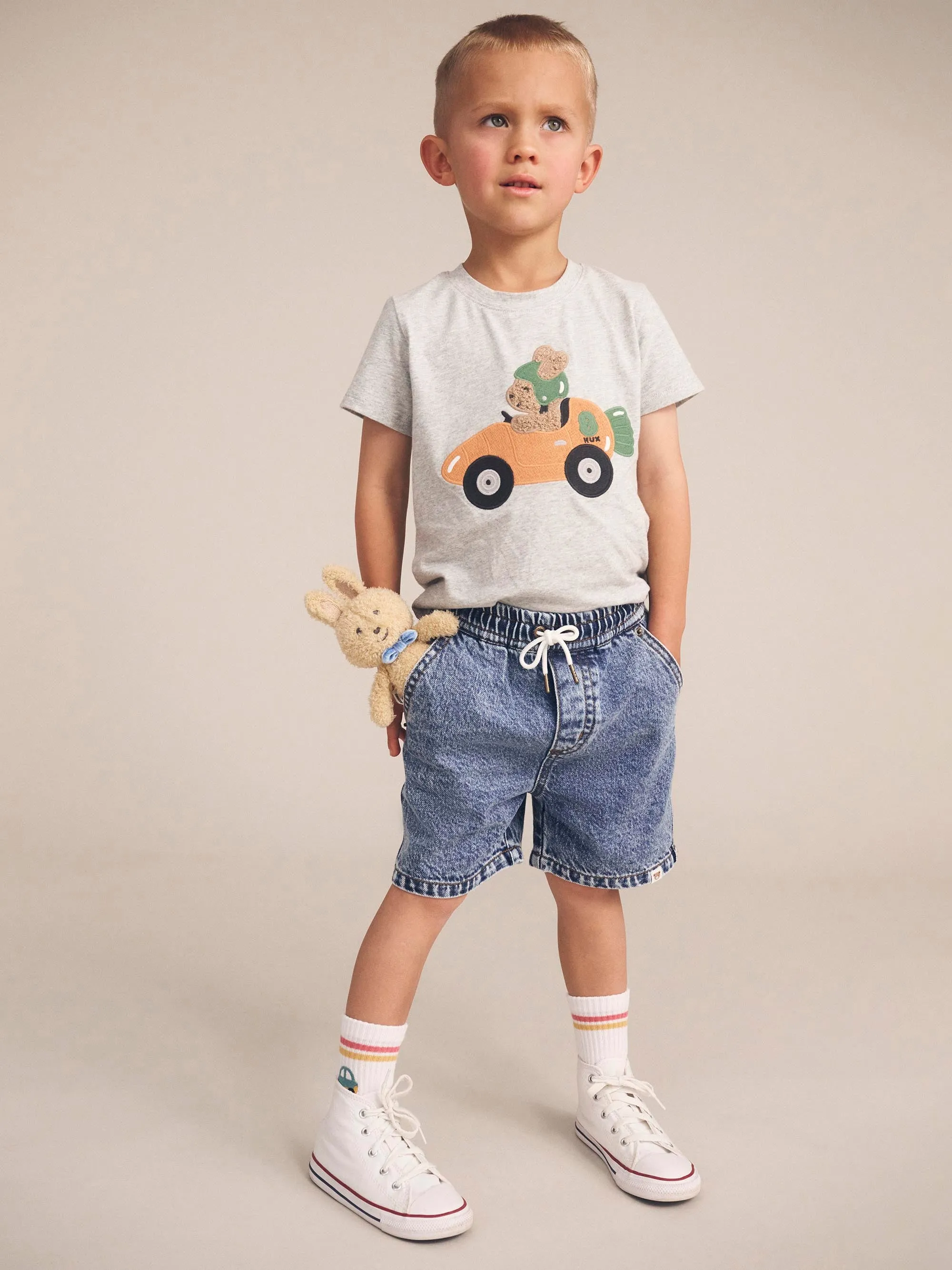 shorts denim washed with tie - denim