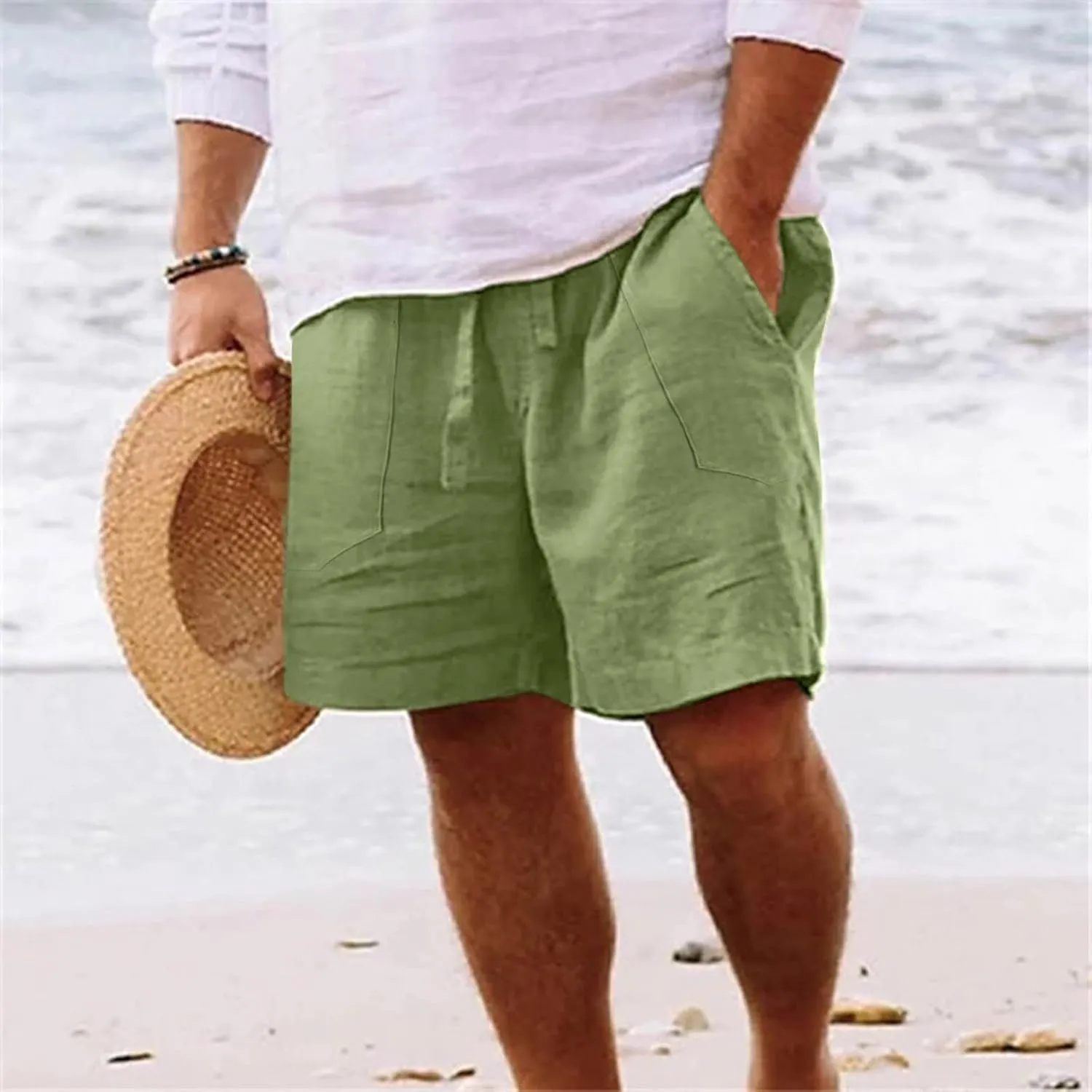 Shorts for Men Summer Beach Vacation Shorts Casual Elastic Waist Drawstring Shorts Relaxed Fit Outdoor Shorts