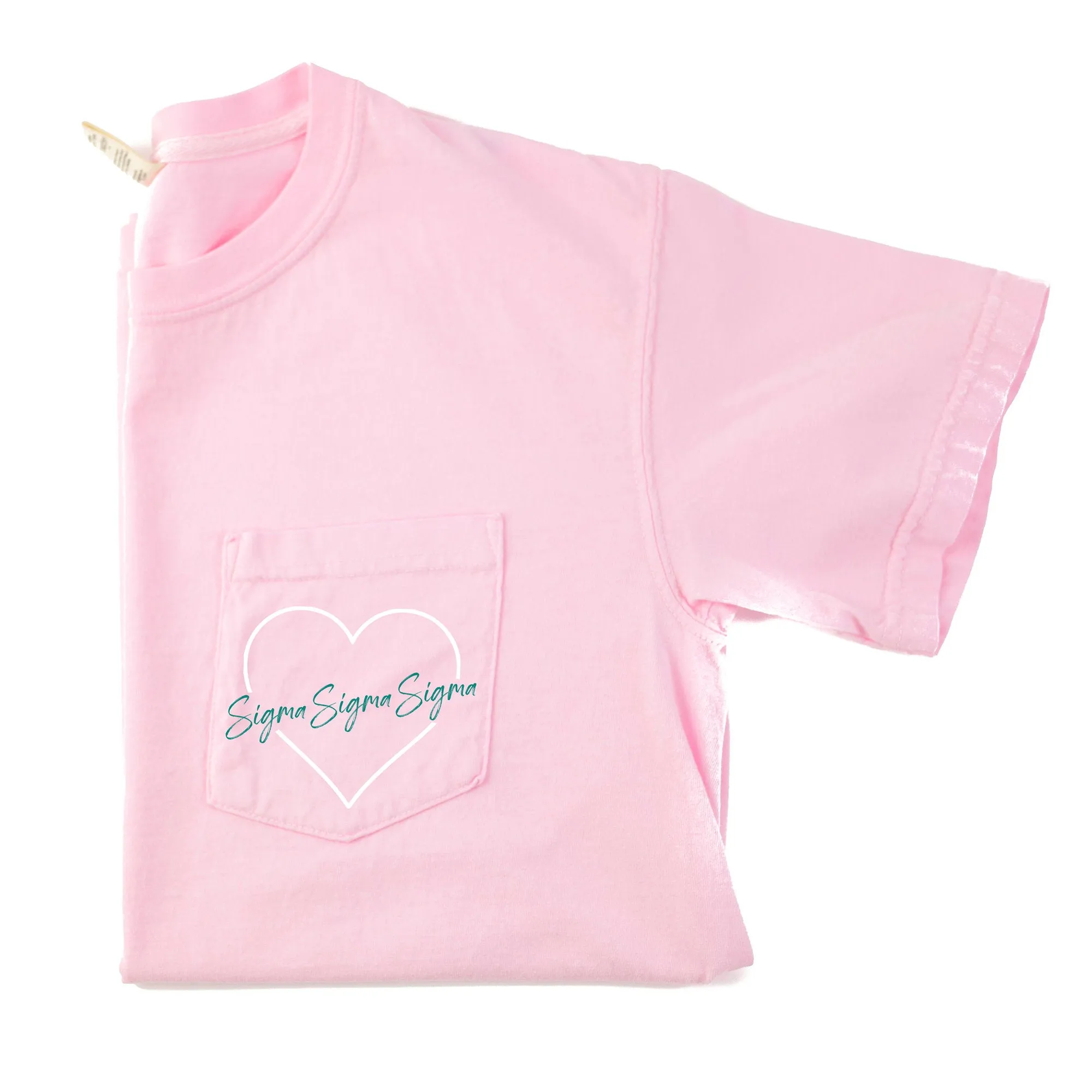 Sigma Sigma Sigma Heart Pocket T-Shirt - Blossom