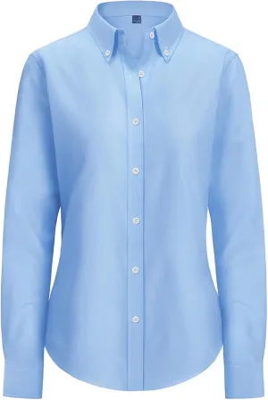 siliteelon Fitted Button Down Shirts for Women Oxford Shirt Cotton Dress Shirts Collared Long Sleeve Wrinkle Free Blouse Tops