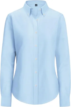 siliteelon Fitted Button Down Shirts for Women Oxford Shirt Cotton Dress Shirts Collared Long Sleeve Wrinkle Free Blouse Tops