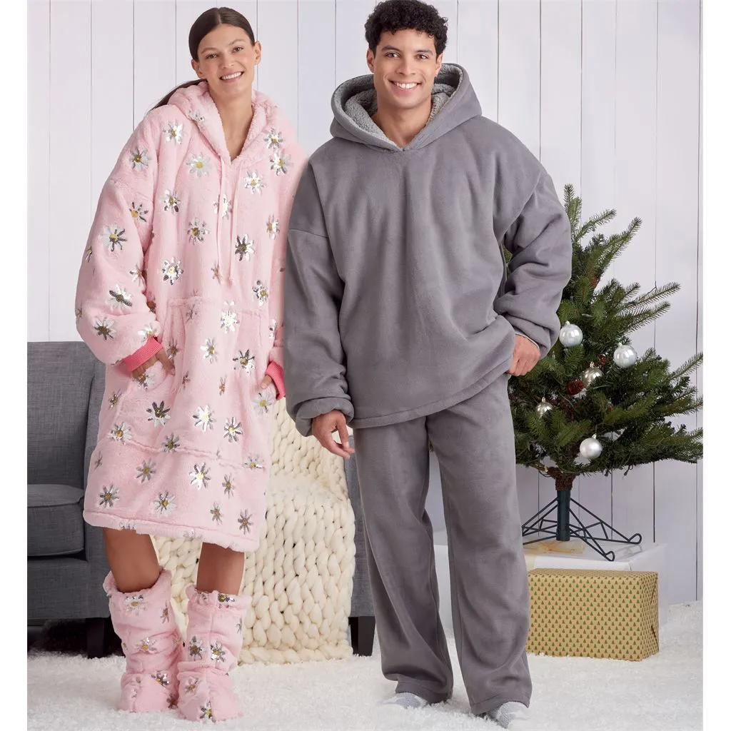Simplicity Sewing Pattern S9456 Unisex Oversized Hoodies, Pants and Booties