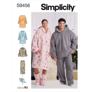 Simplicity Sewing Pattern S9456 Unisex Oversized Hoodies, Pants and Booties