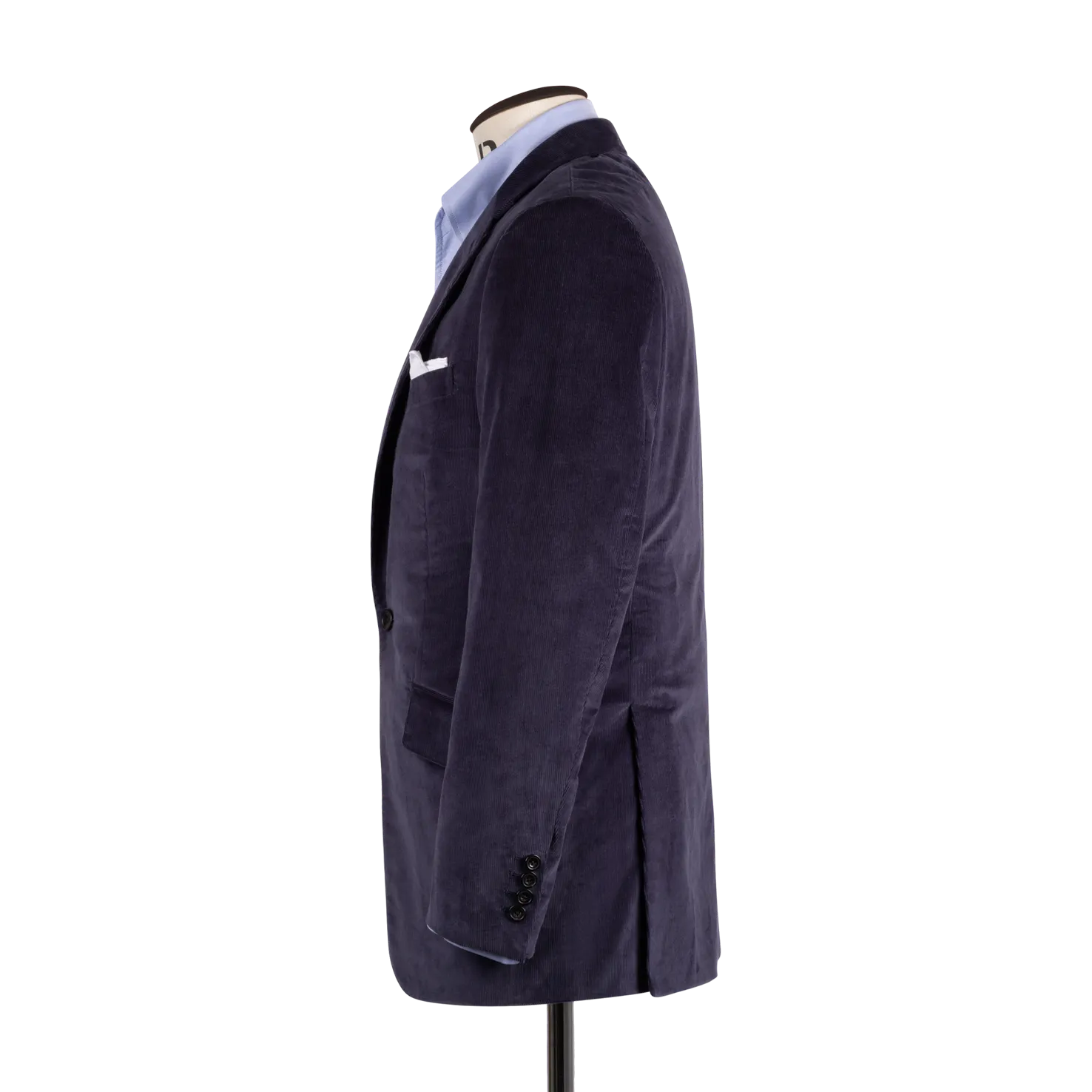 Single Breasted Notch Lapel Jacket in Navy Corduroy