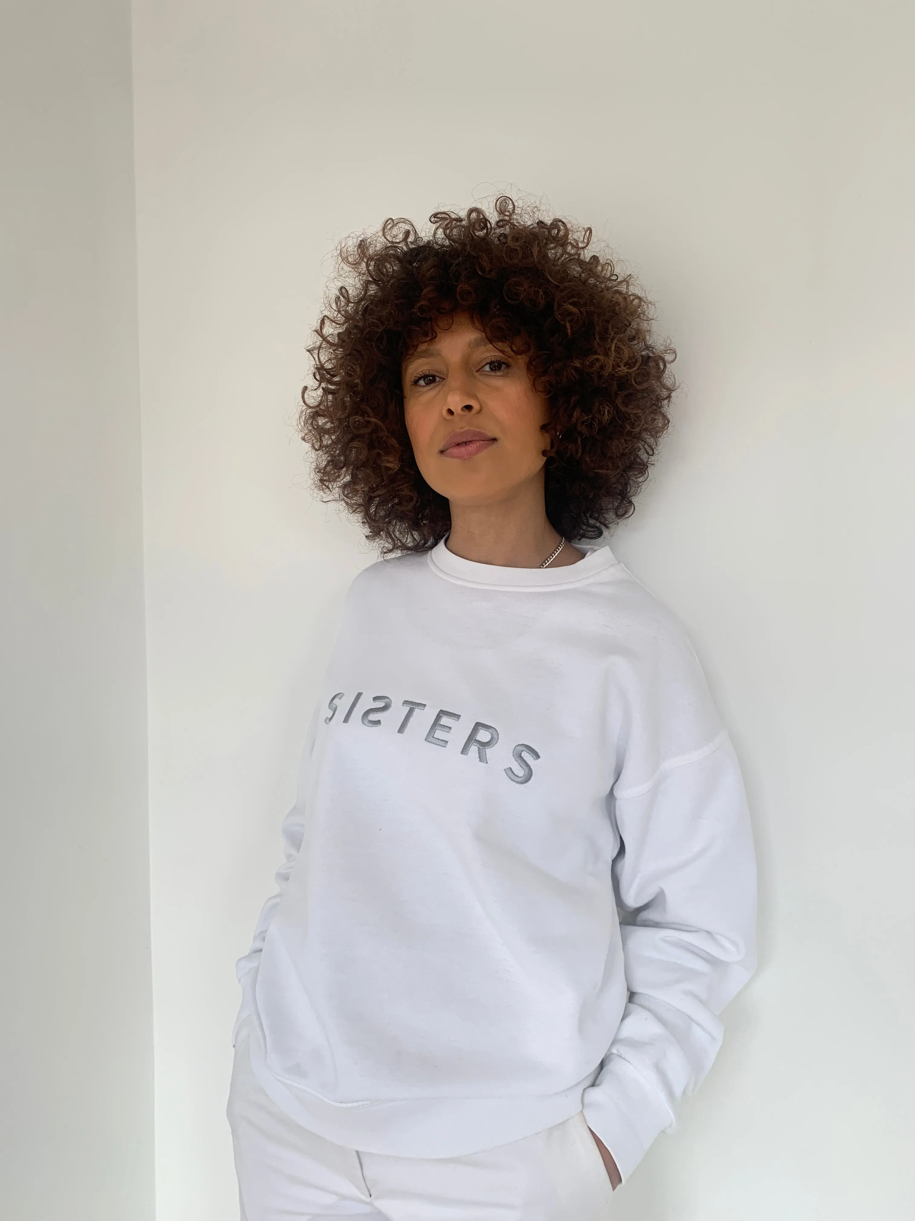 SISTERS embroidered sweatshirts. Medium