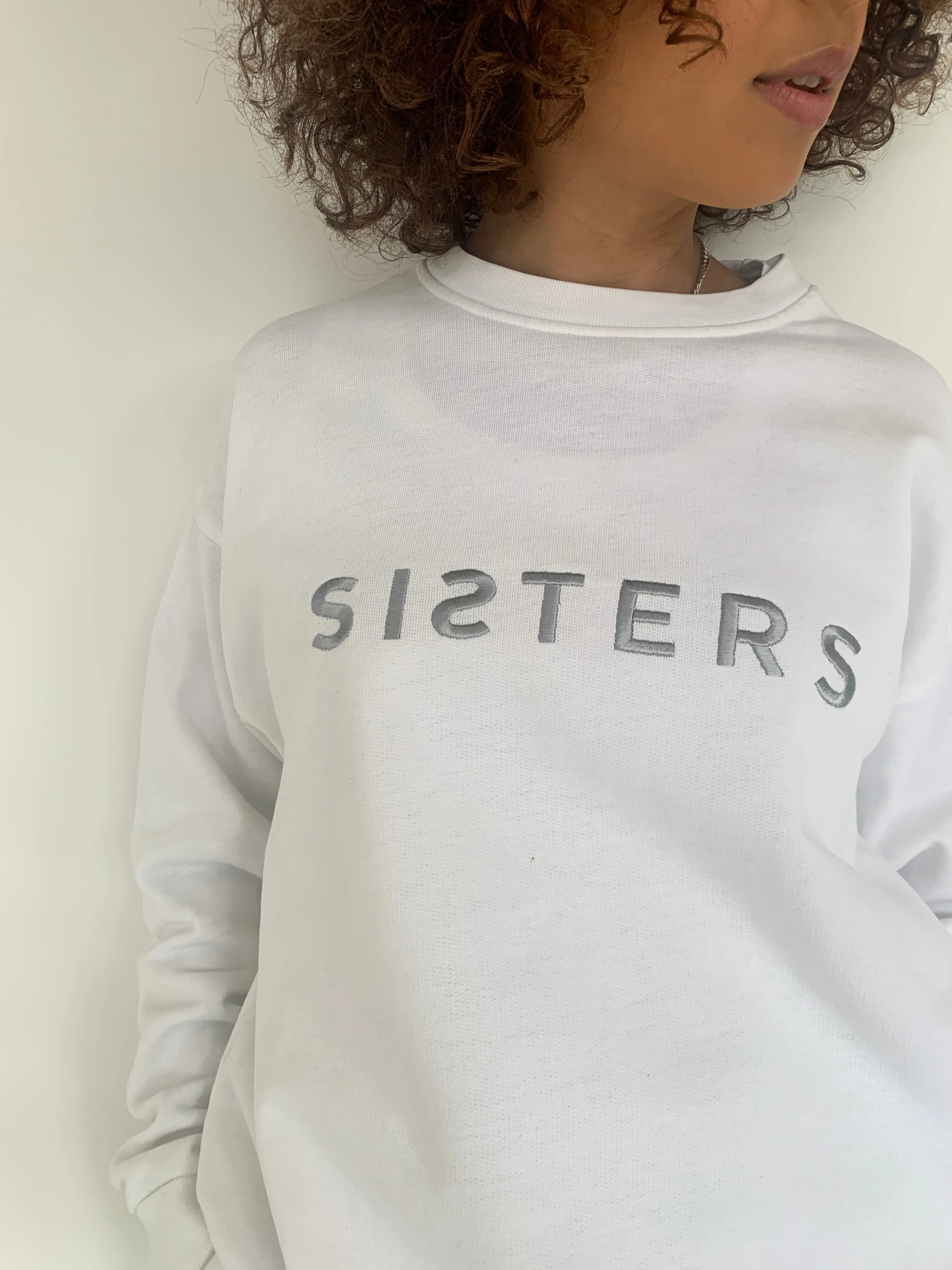 SISTERS embroidered sweatshirts. Medium