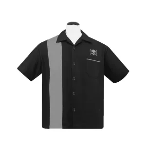 Skull Wrench Black Bowling Shirt by Steady Clothing
