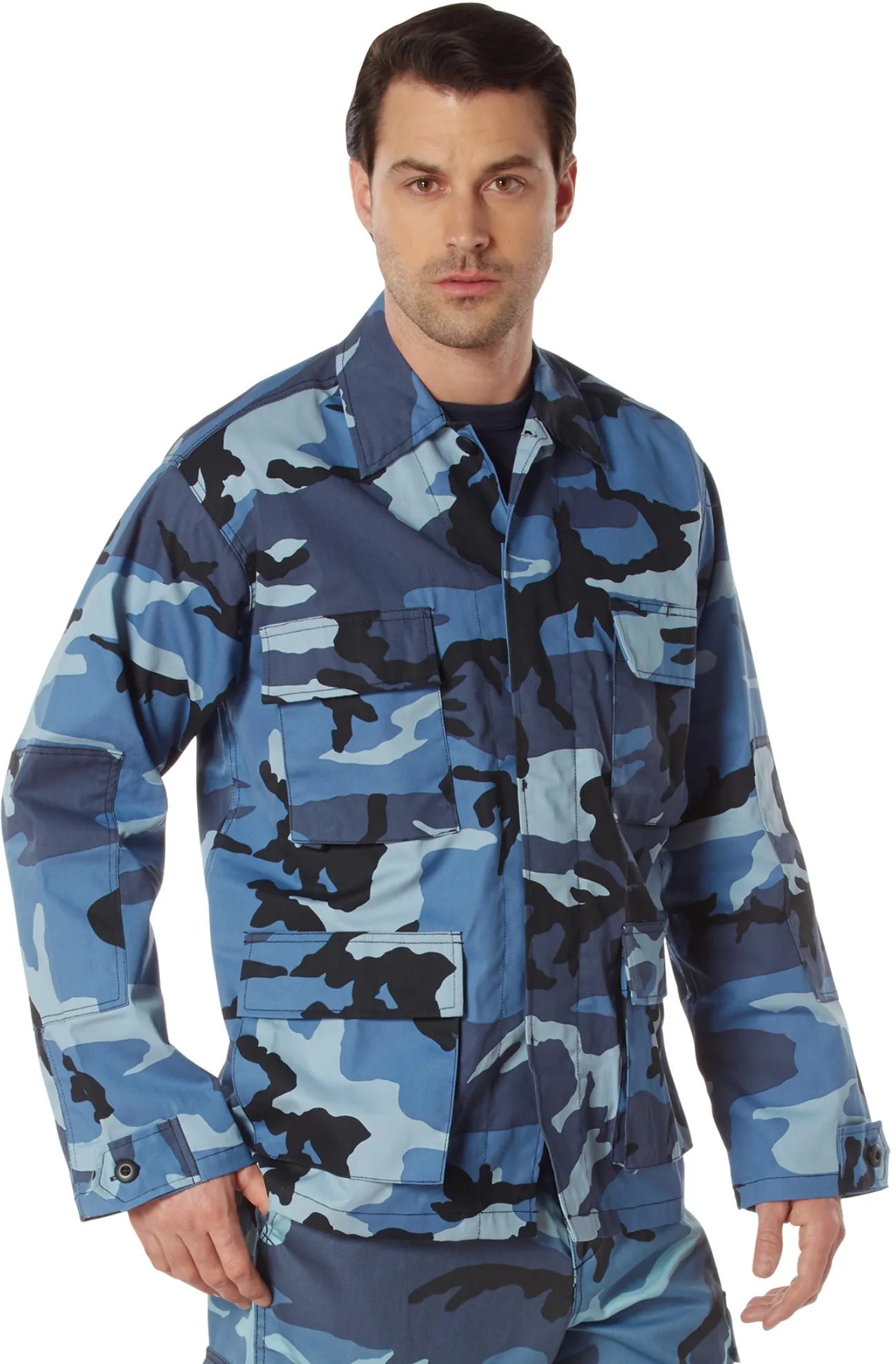 Sky Blue Camouflage - Military BDU Shirt - Polyester Cotton Twill