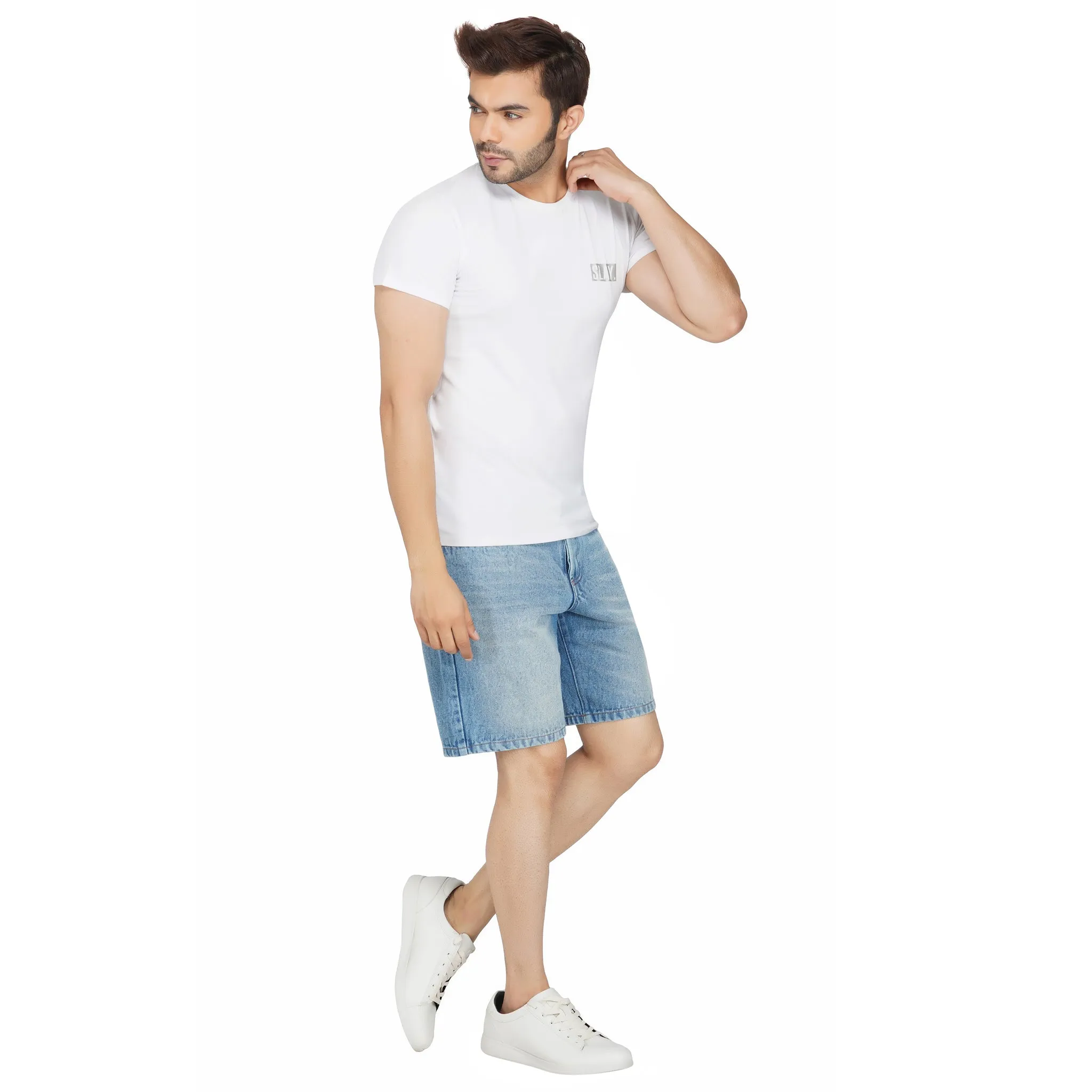 SLAY. Men's Enzyme Wash Denim Shorts