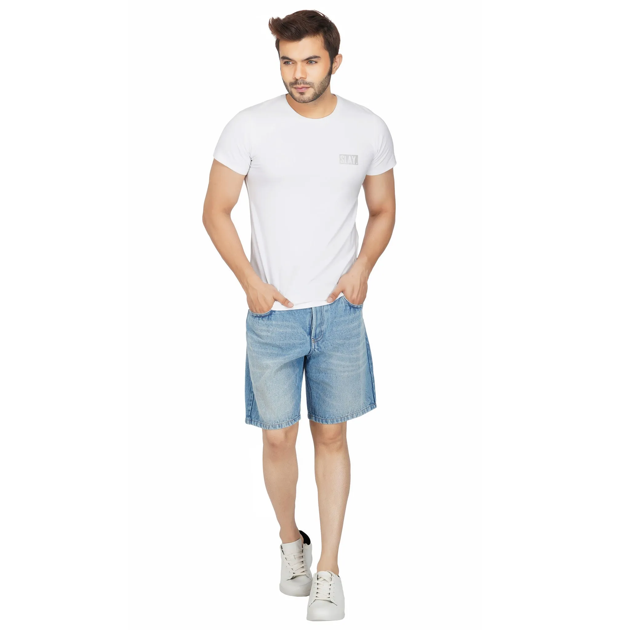 SLAY. Men's Enzyme Wash Denim Shorts