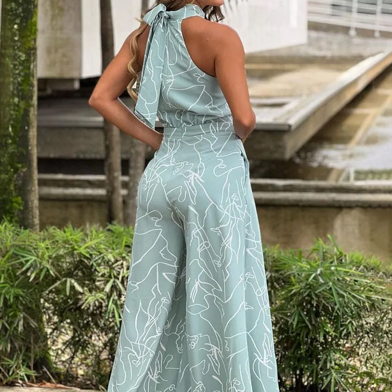 Sleeveless Art Print Jumpsuit