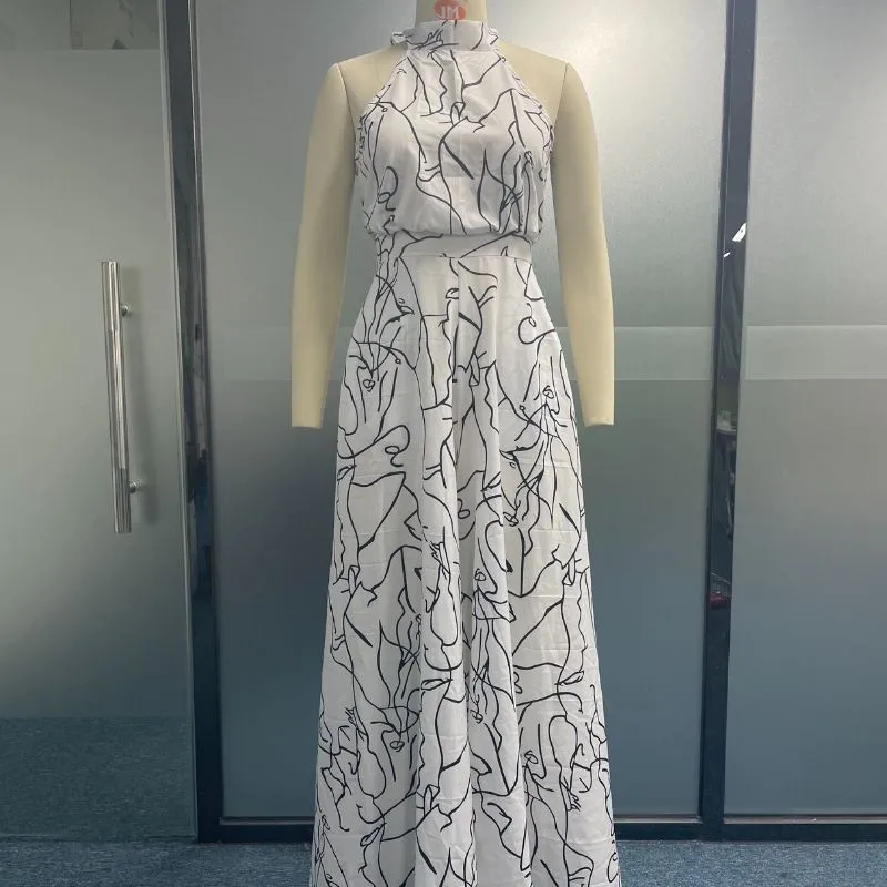Sleeveless Art Print Jumpsuit