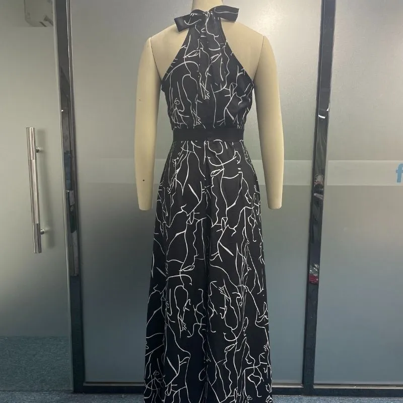 Sleeveless Art Print Jumpsuit