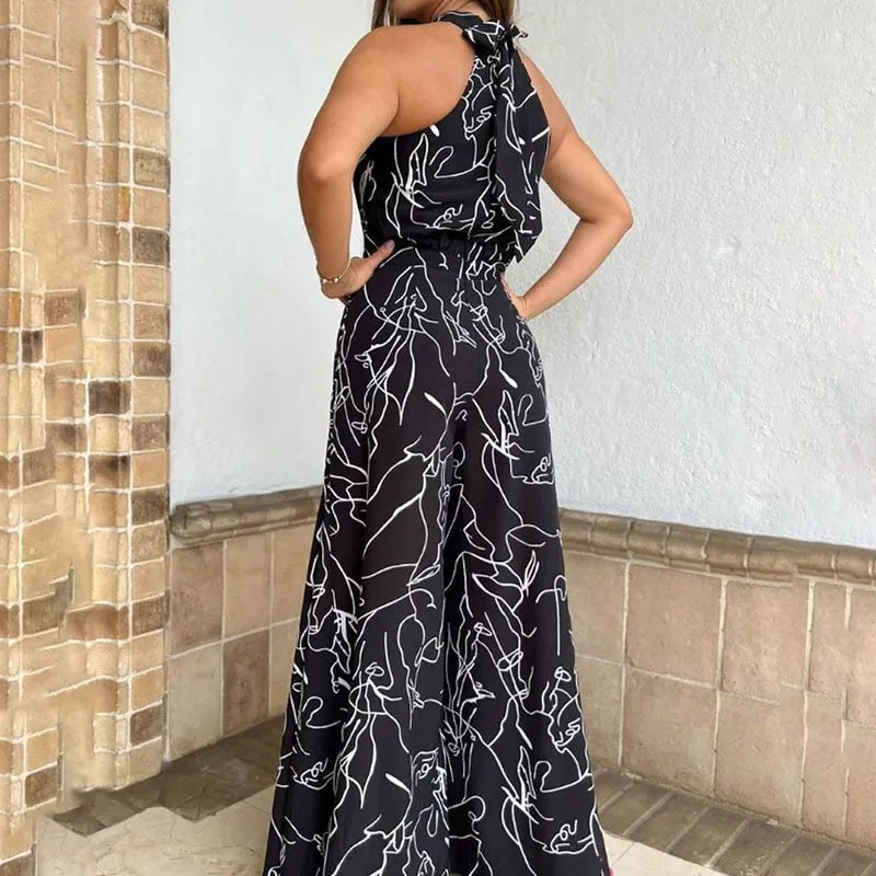 Sleeveless Art Print Jumpsuit