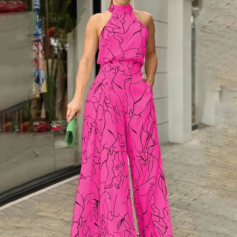 Sleeveless Art Print Jumpsuit