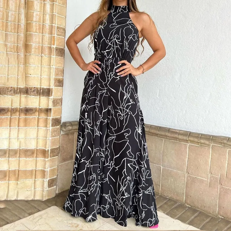 Sleeveless Art Print Jumpsuit