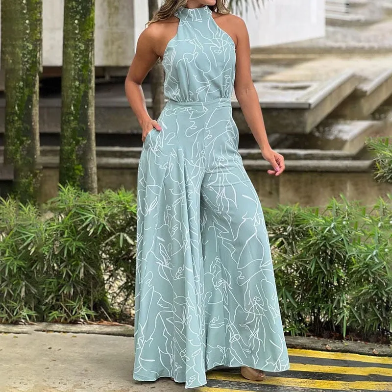 Sleeveless Art Print Jumpsuit