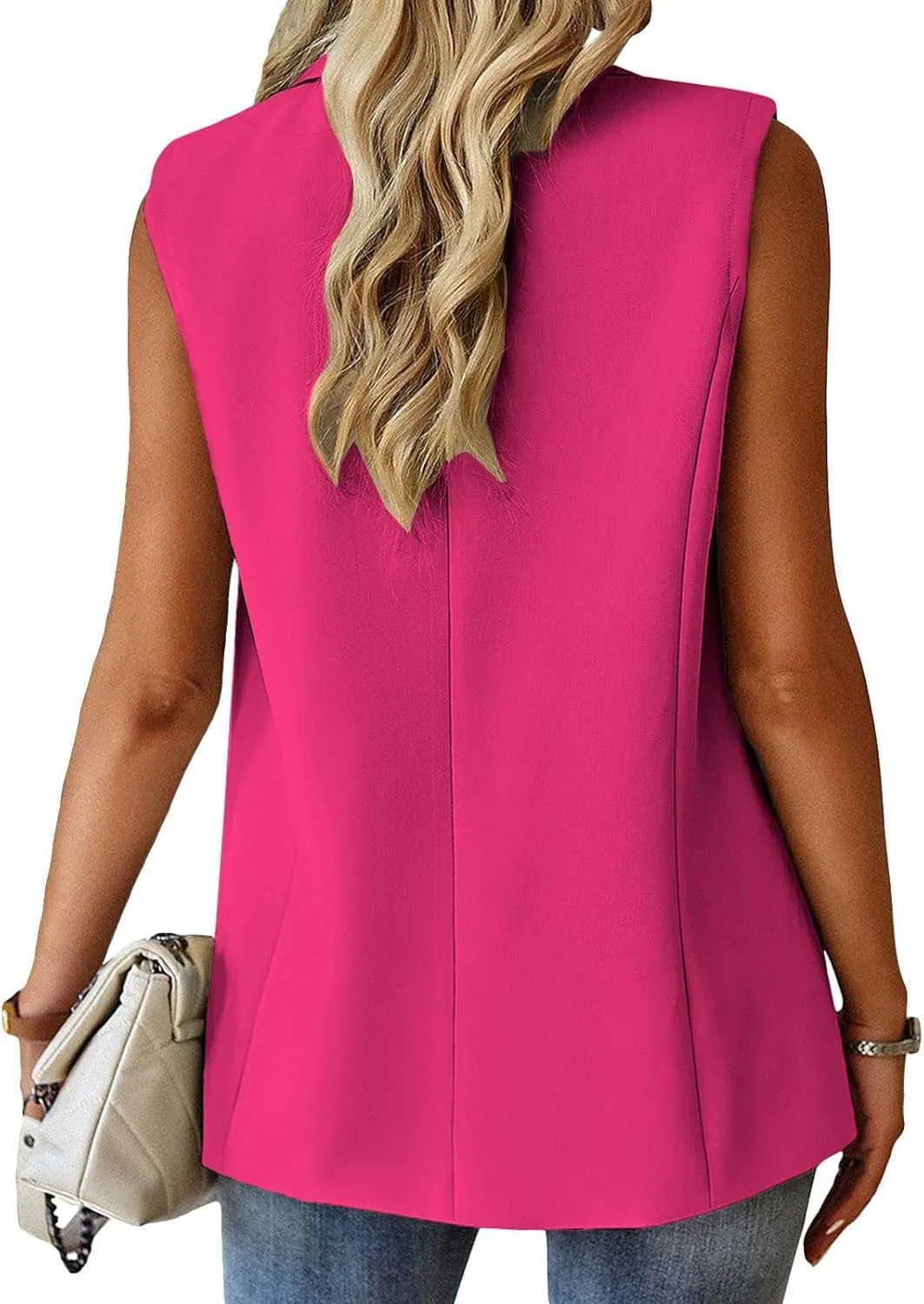 Sleeveless Blazer Vest for Women Work Office Blazers Open Front Single Button Summer Jacket Lightweight Jackets