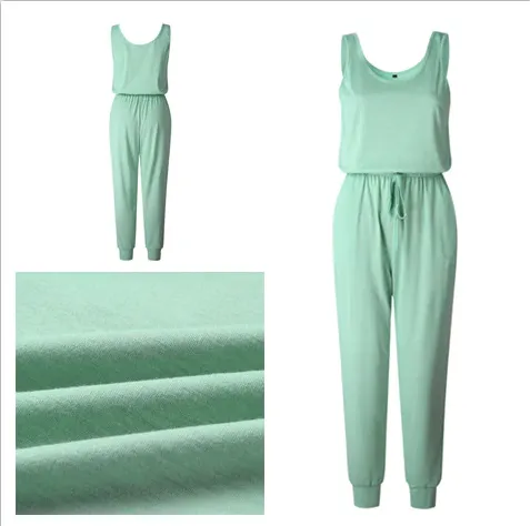 Sleeveless Laced Up Belt Jumpsuit Romper w/Pockets