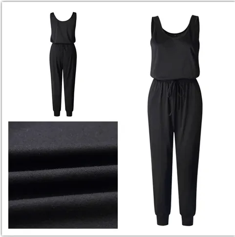 Sleeveless Laced Up Belt Jumpsuit Romper w/Pockets