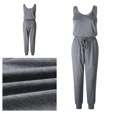 Sleeveless Laced Up Belt Jumpsuit Romper w/Pockets