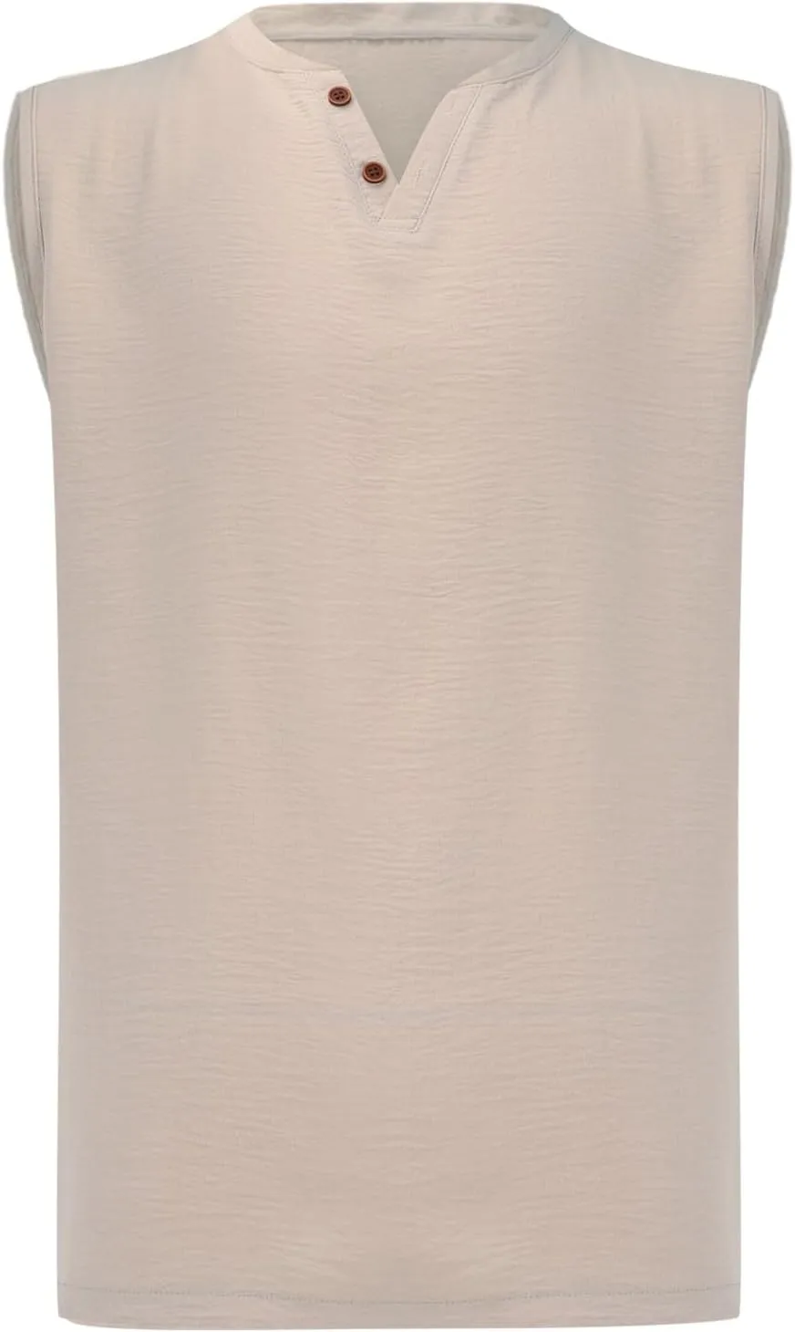 Sleeveless Tshirt Men Workout Cotton Linen Pullover V-Neck Casual Tank Tops Lightweight Summer Gym Training Undershirt