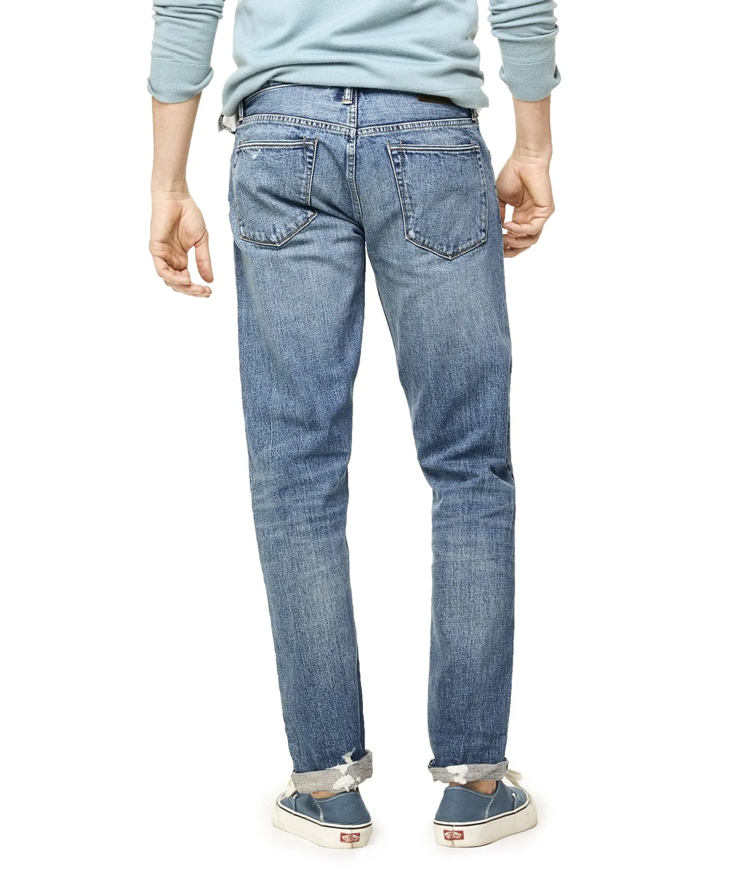Slim Fit Japanese Stretch Selvedge Jean in Destroyed Wash