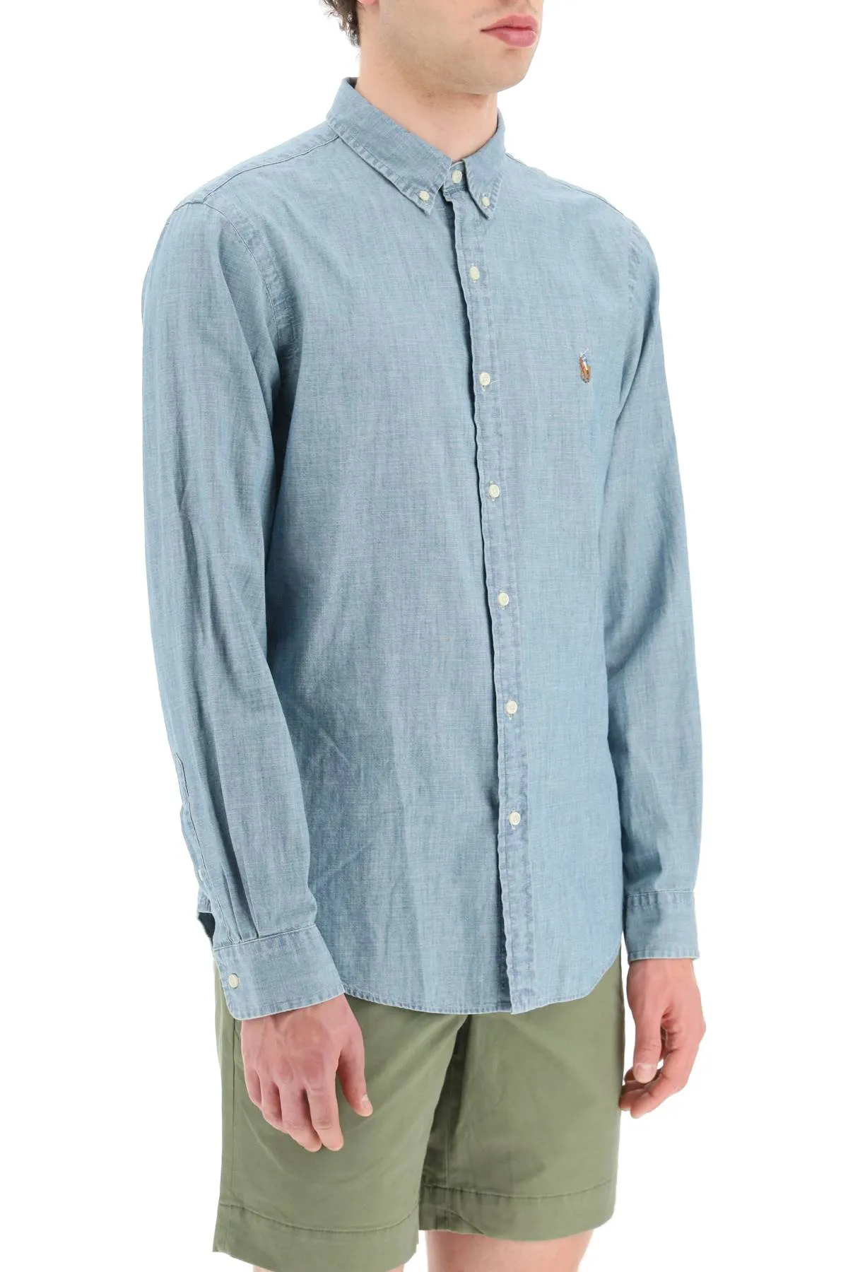 slim fit shirt in stone-washed chambray 710548538001 CHAMBRAY