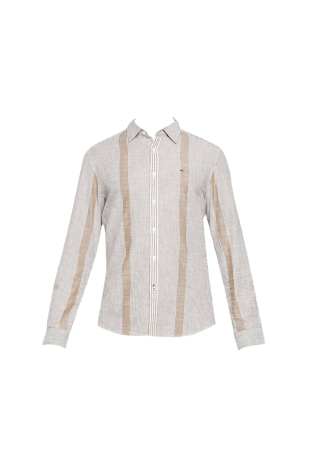 Slim Fit Slub Eng Vertical Stripe Shirt