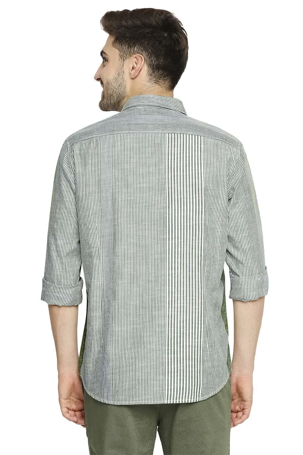 Slim Fit Slub Eng Vertical Stripe Shirt
