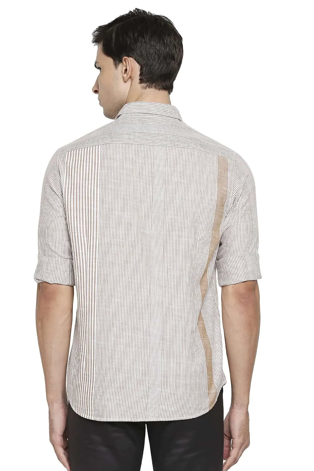 Slim Fit Slub Eng Vertical Stripe Shirt