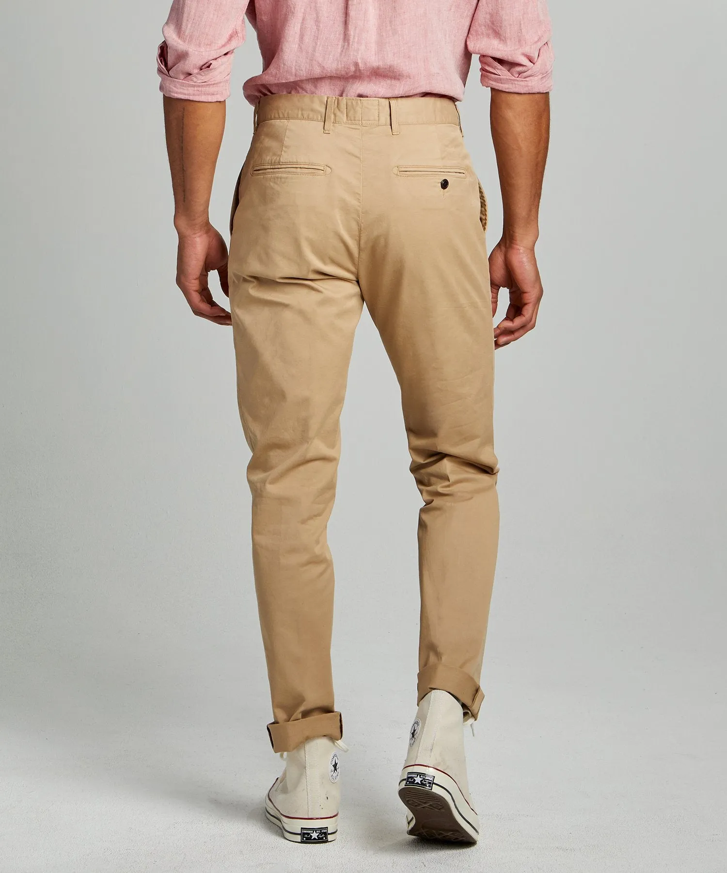 Slim Fit Tab Front Stretch Chino in Khaki