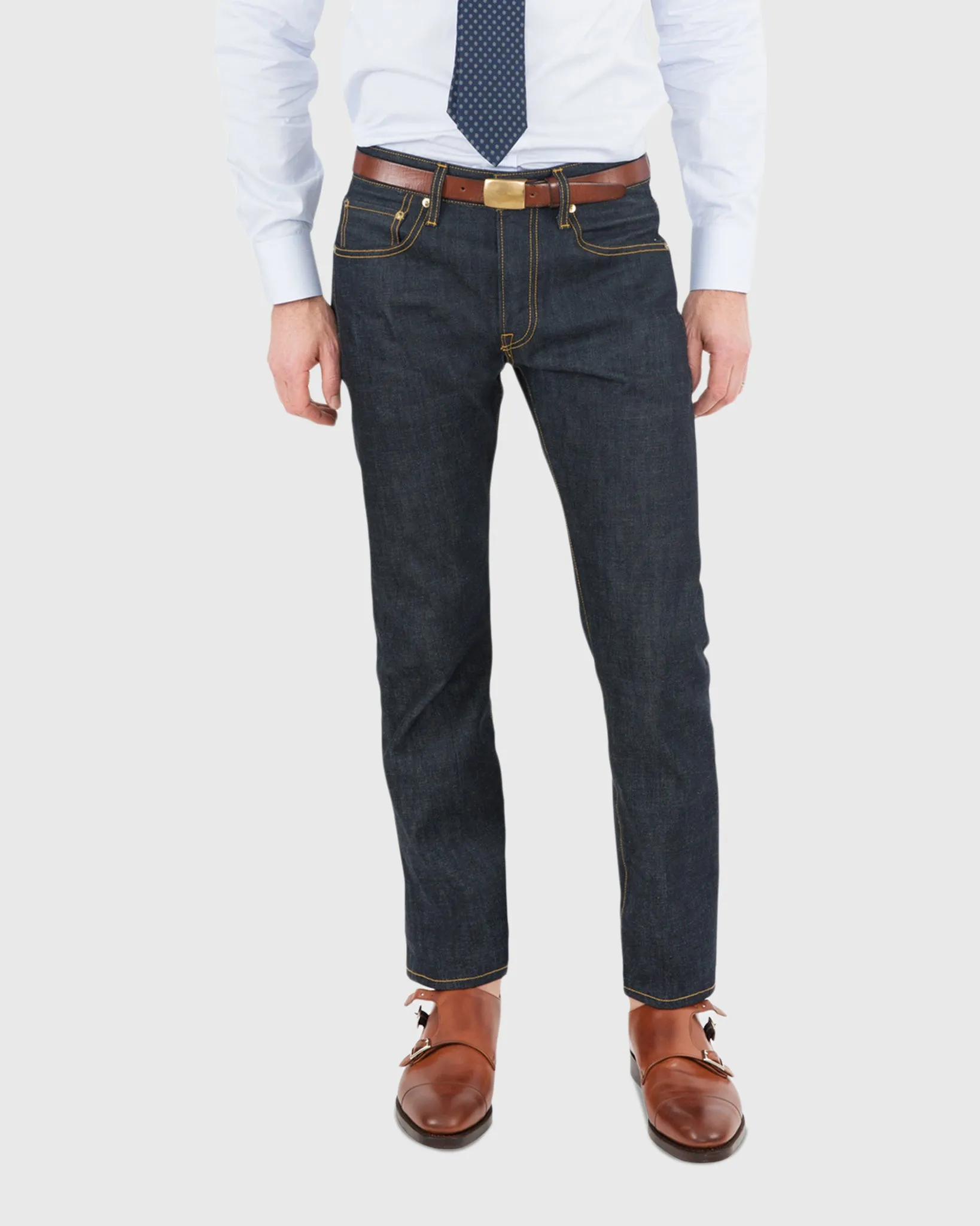 Slim Straight Jean in Selvedge Rigid Denim
