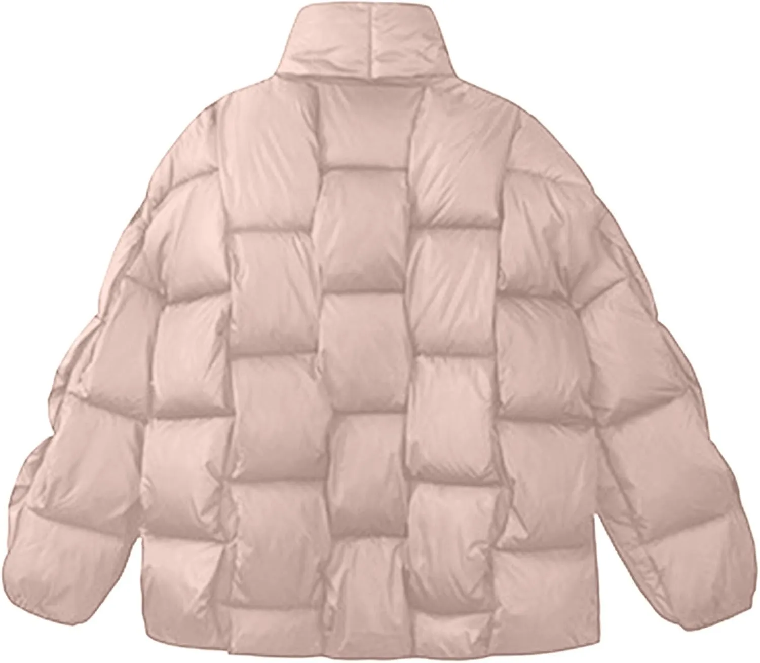 SMIDOW Cropped Puffer Jacket For Women Trendy 2023 Quilted Padded Bubble Coat Solid Warm Winter Short Jackets Outerwear