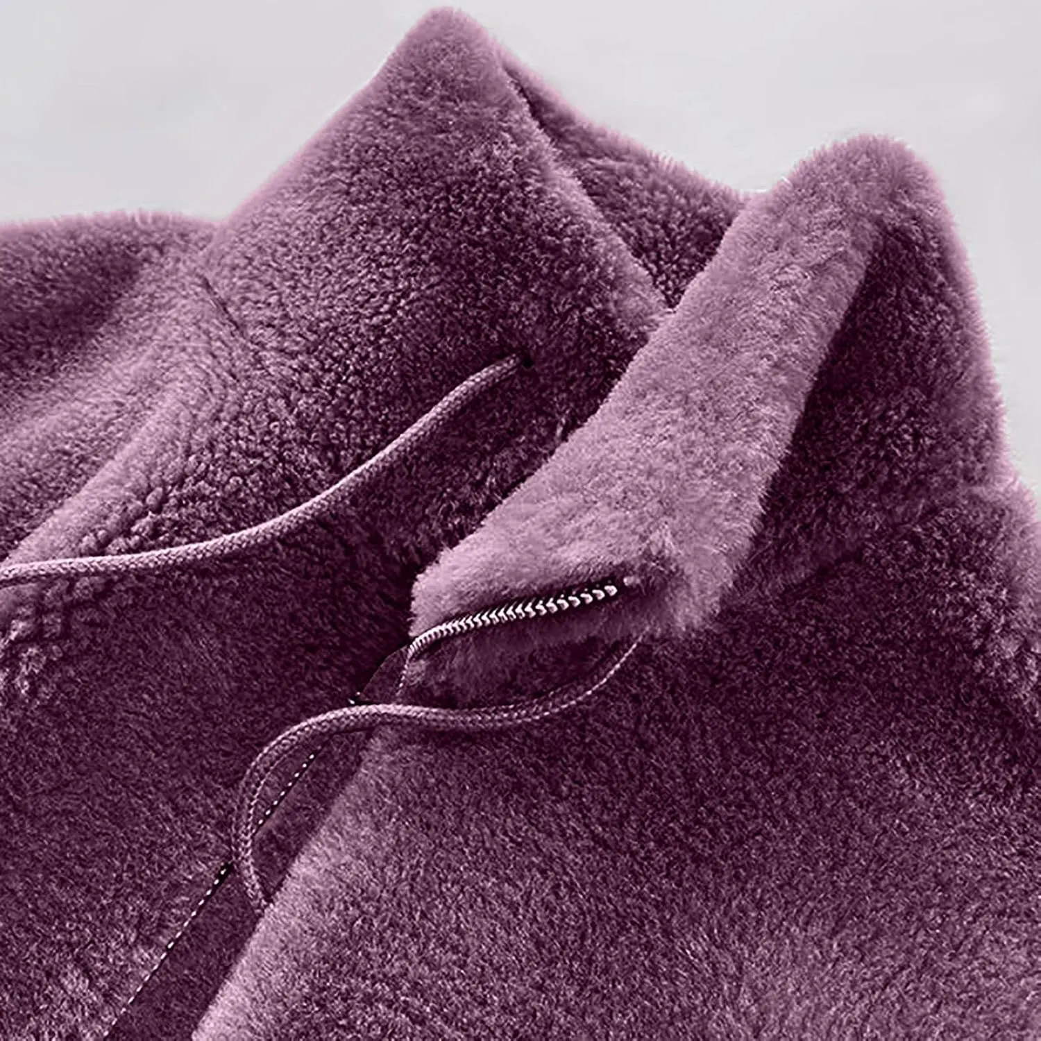 SMIDOW Fuzzy Fleece Coat For Womens Fall Fashion 2023 Standing Collar Warm Cardigan Zipper Fluffy Jackets Outerwear