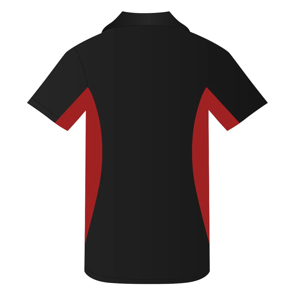 Snag Resistant Colour Block Sport Shirt Black-True Red
