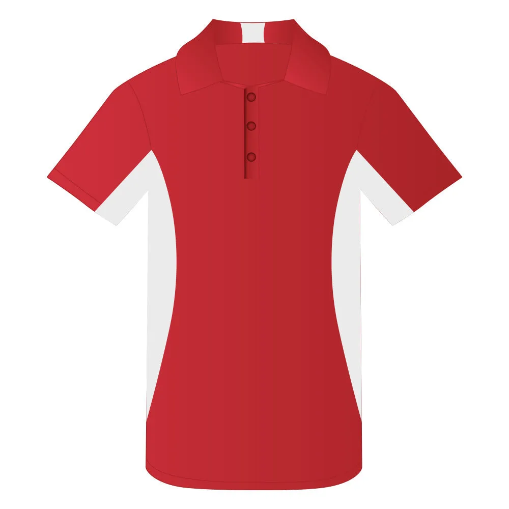 Snag Resistant Colour Block Sport Shirt True Red-White