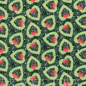 Snow Place Like Home Flannel - Tossed Wreath Black Yardage