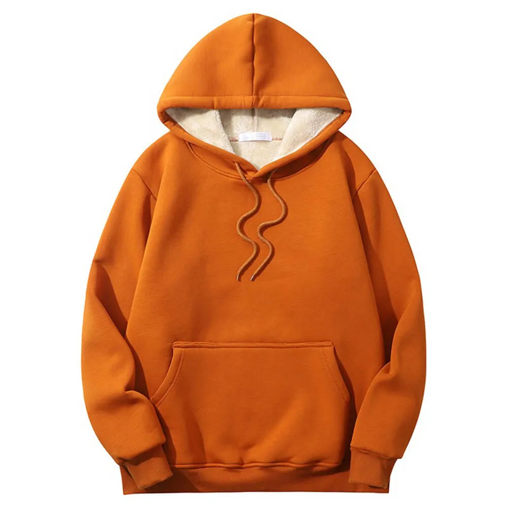 Solid Color Multicolor Warm Fleece Sherpa Lined Hoodie