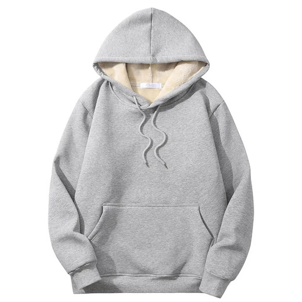 Solid Color Multicolor Warm Fleece Sherpa Lined Hoodie
