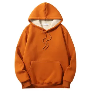 Solid Color Multicolor Warm Fleece Sherpa Lined Hoodie