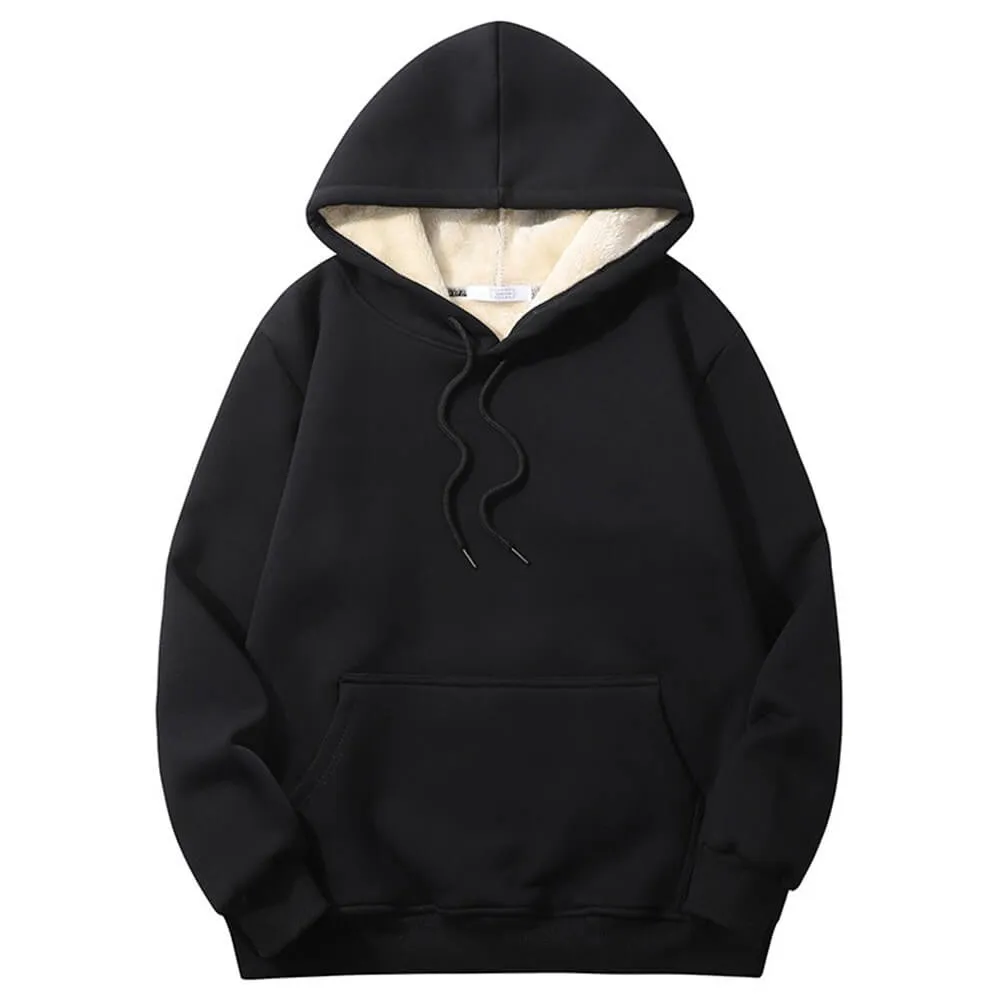 Solid Color Multicolor Warm Fleece Sherpa Lined Hoodie